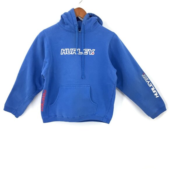 Hurley Tops - Hurley Hoodie Women's Blue Medium Cotton Blend Pullover Sweatshirt